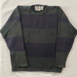 Gant Men's Crewneck Sweater in Olive Green and Navy Stripes